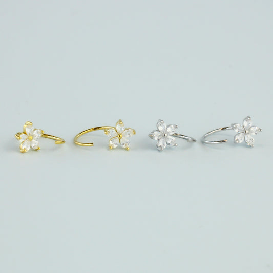 Crystal Flower Ear Jacket Earrings