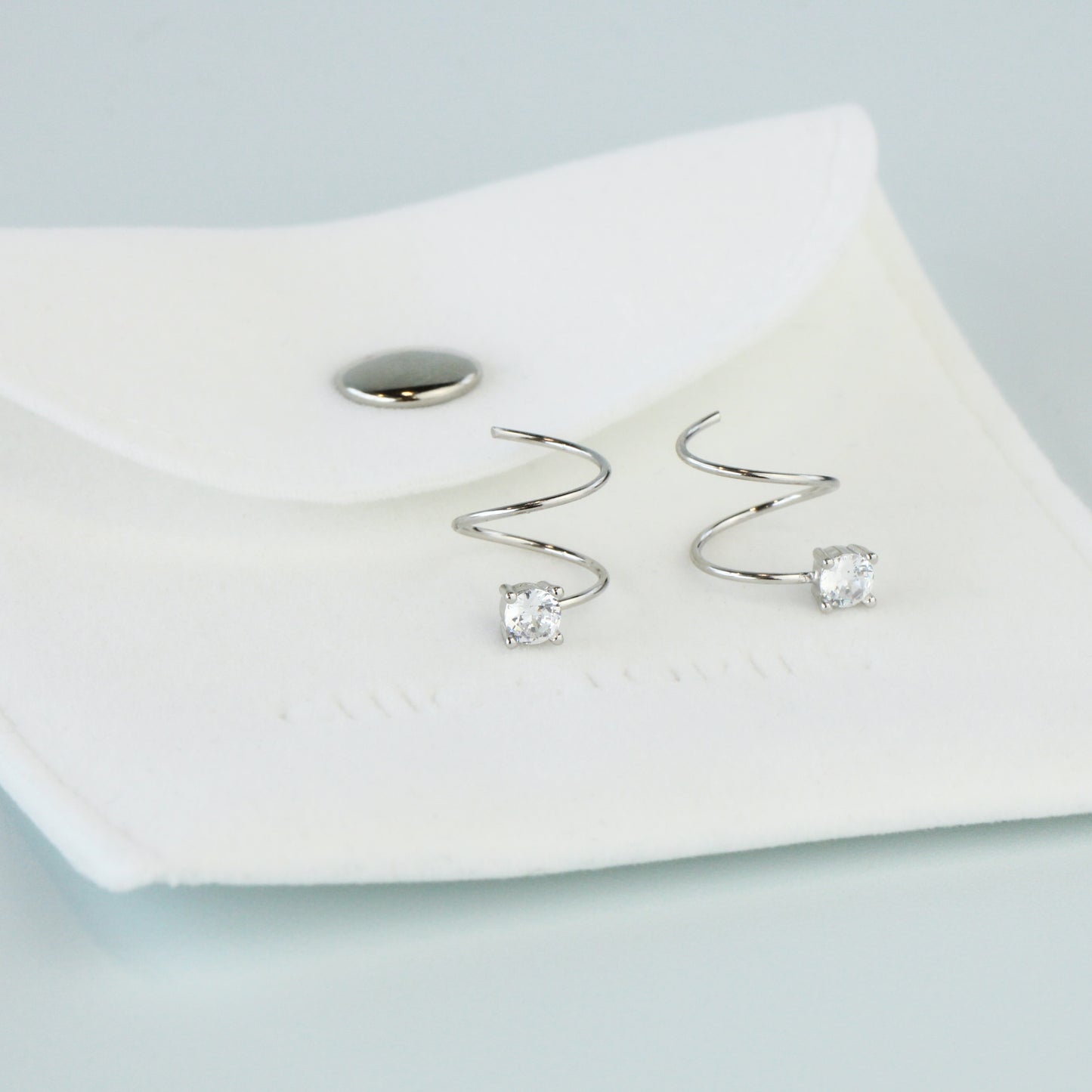 White Crystal Spiral Earrings