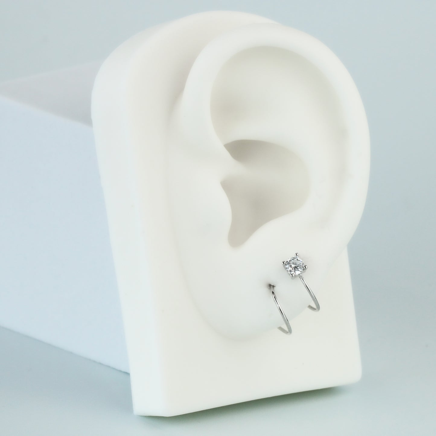 White Crystal Spiral Earrings