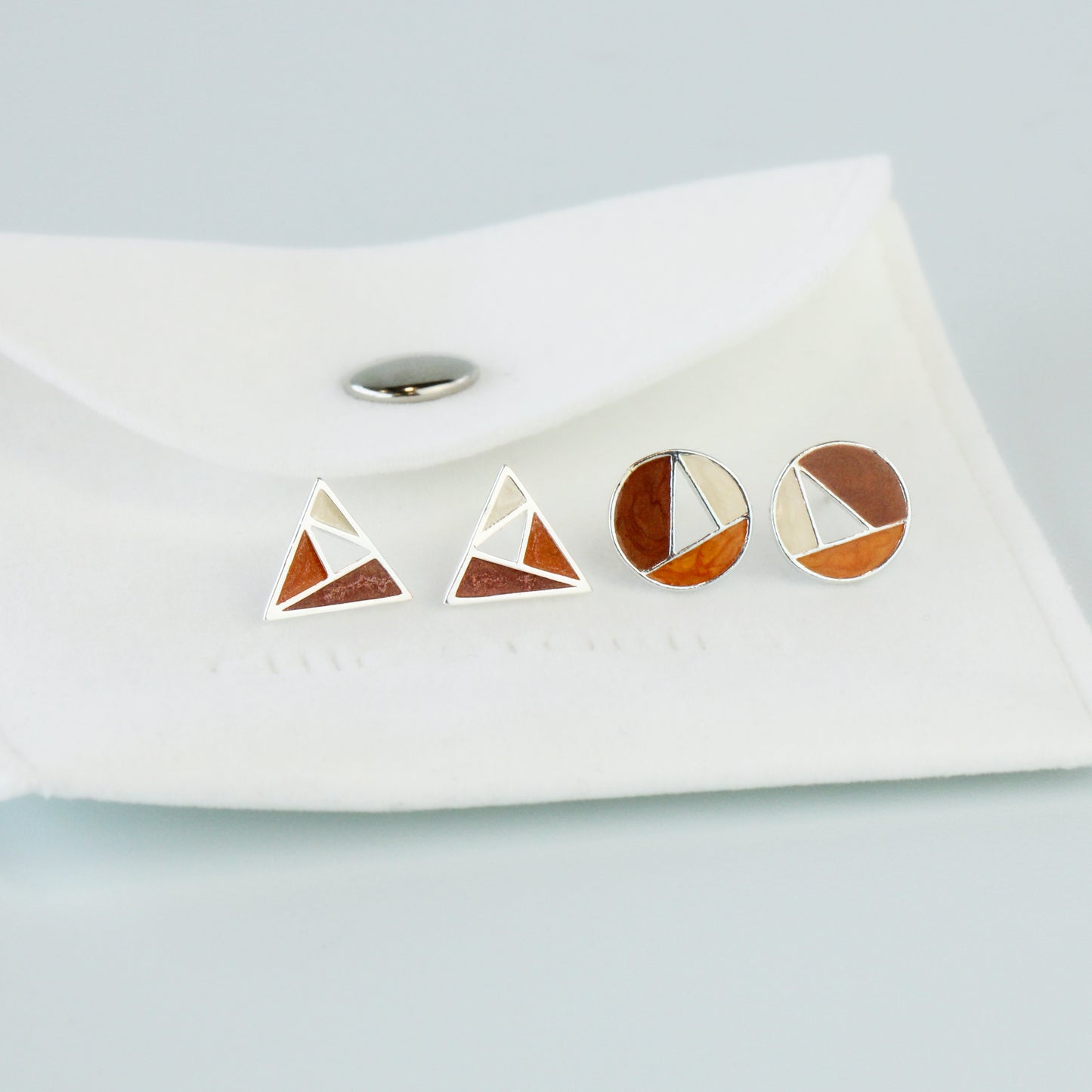 Geometric Triangle and Circle Stud Earrings