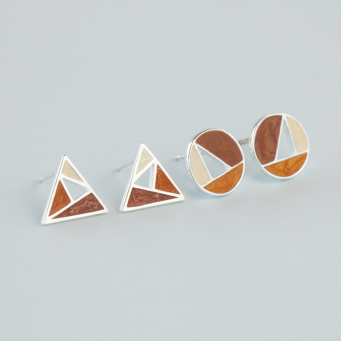 Geometric Triangle and Circle Stud Earrings