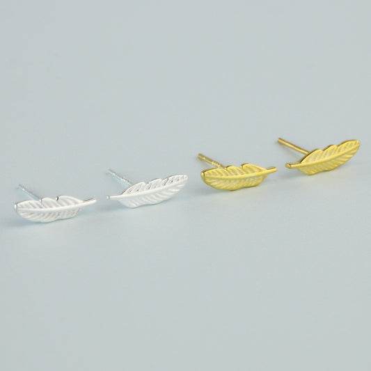 Tiny Feather Stud Earrings