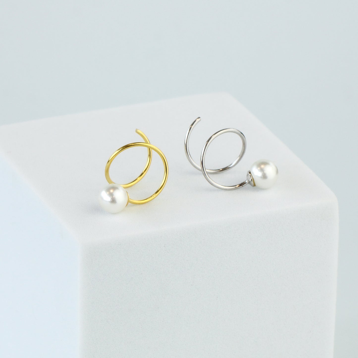 Pearl Spiral Earrings