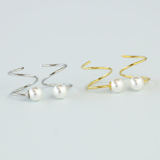 Pearl Spiral Earrings