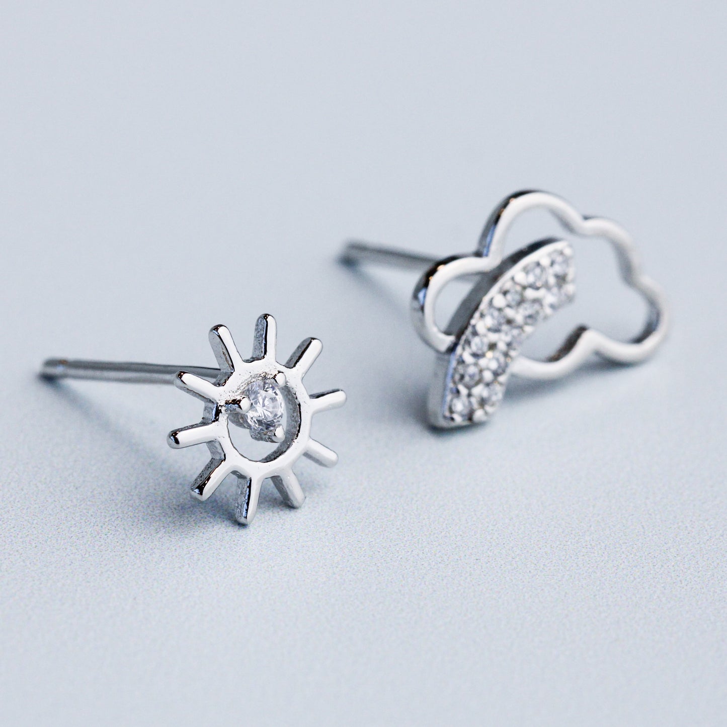 Sparkly Sun and Cloud Stud Earrings