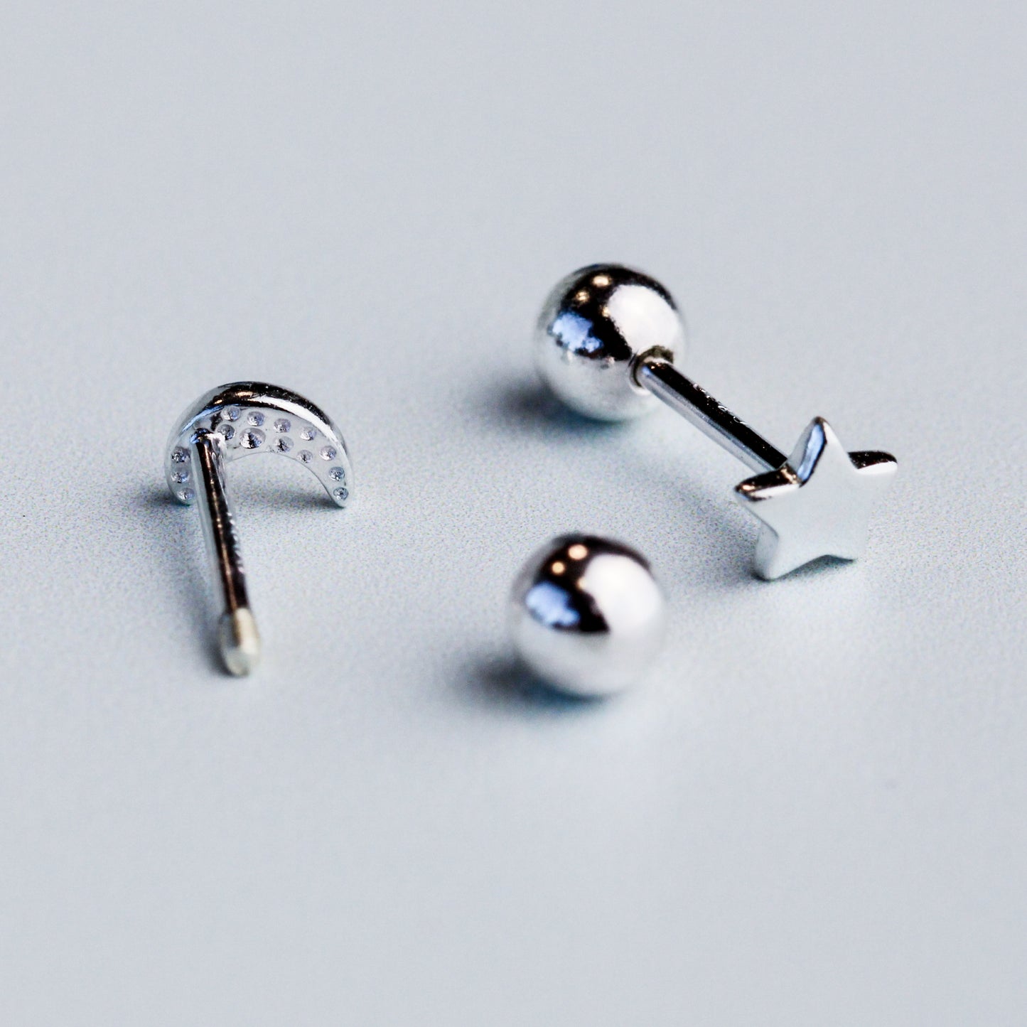 Star and Crescent Moon Screw Back Stud Earrings