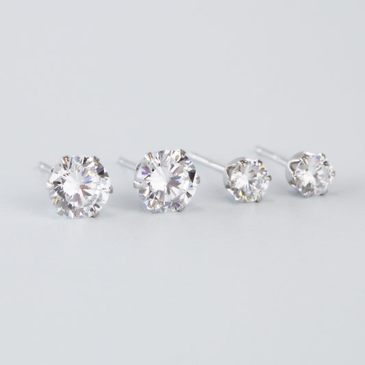 White Crystal Stud Earrings