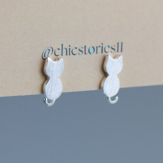 Cat Silhouette Stud Earrings