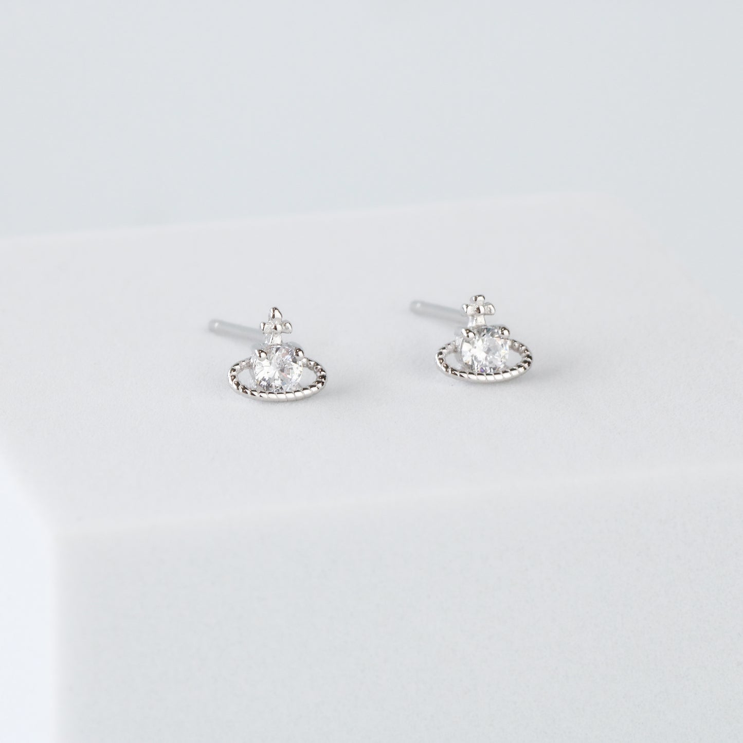 Tiny Crystal Halo Stud Earrings