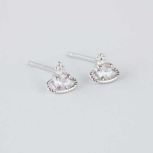 Tiny Crystal Halo Stud Earrings