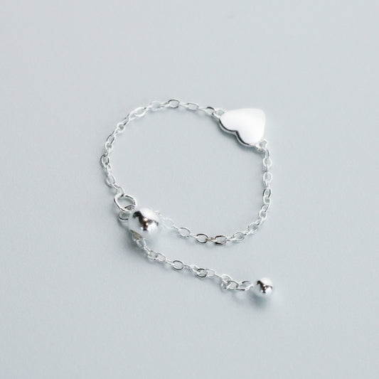 Adjustable Heart Chain Ring