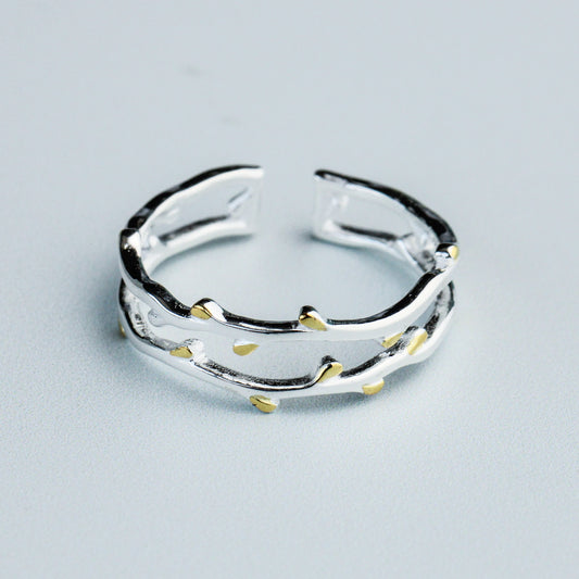 Double Band Tree Branch Ring