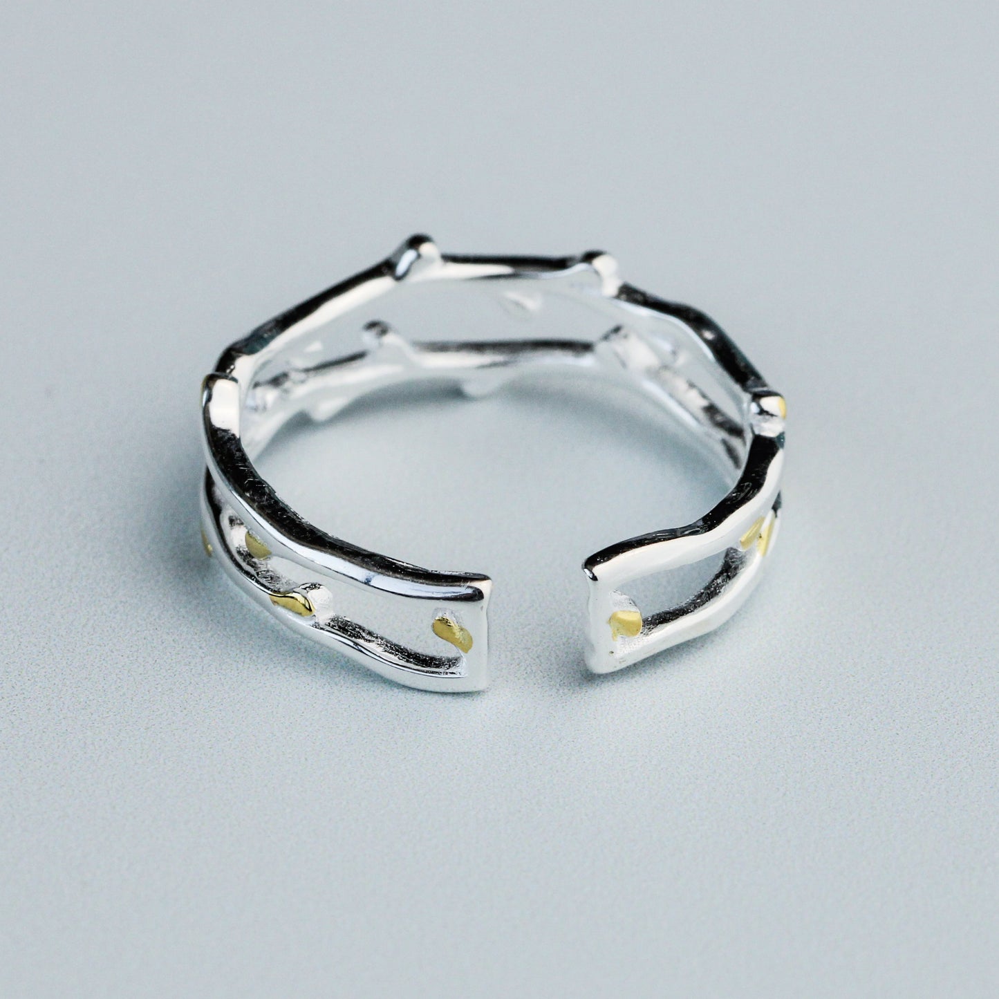 Double Band Tree Branch Ring