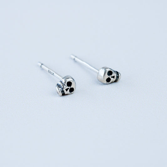 Engraved Skull Stud Earrings