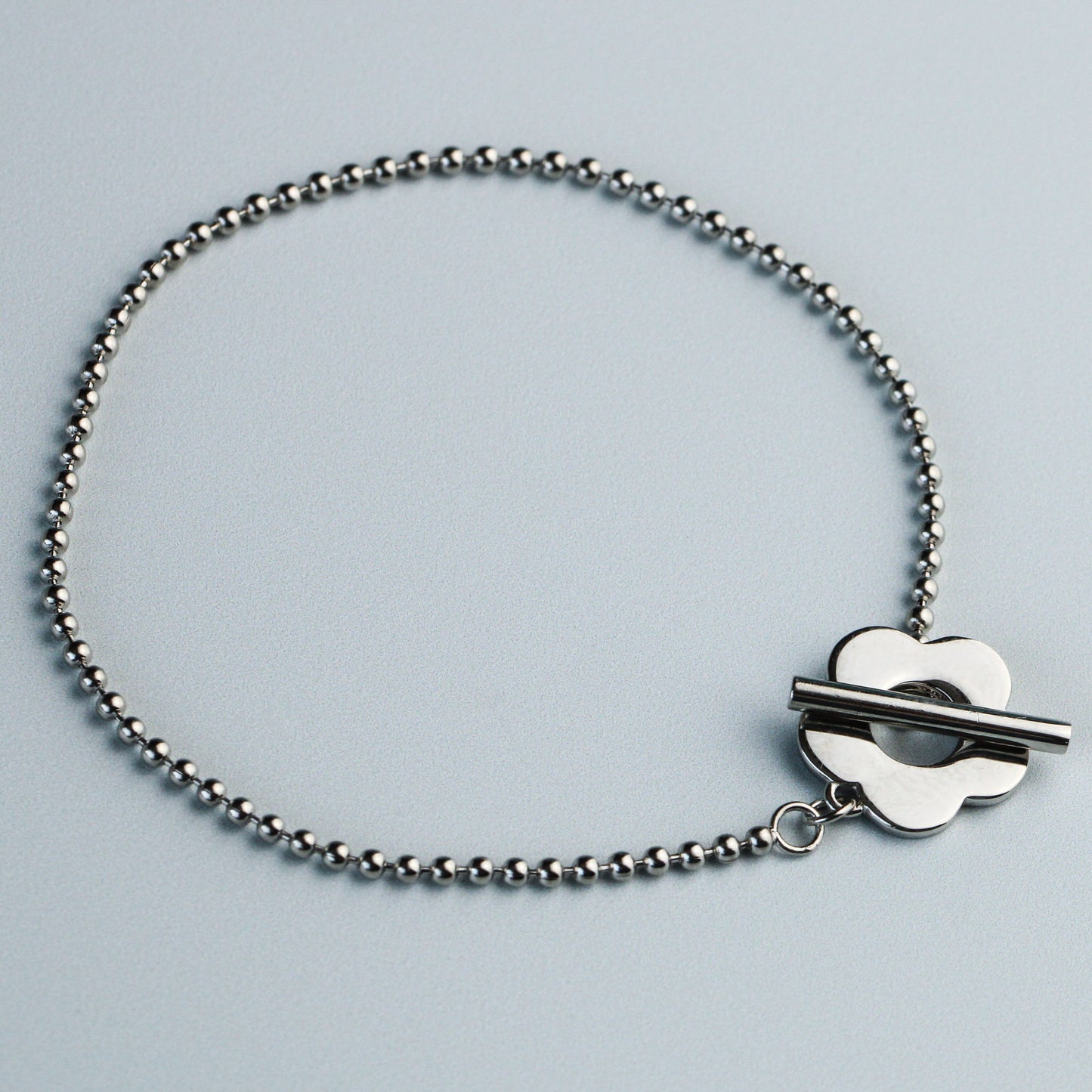 Sterling Silver Flower Clasp Bracelet