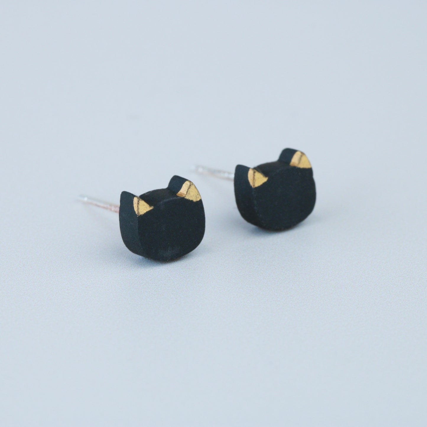 Black and Gold Cat Stud Earrings