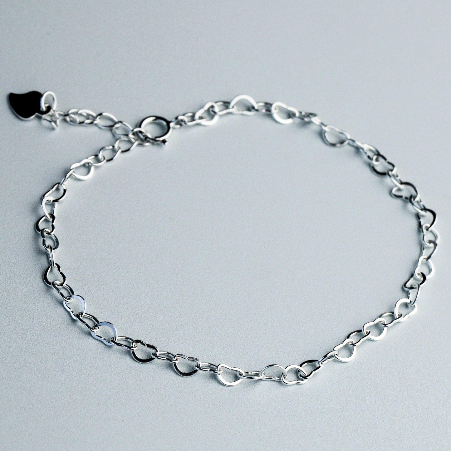 Sterling Silver Heart Link Chain Bracelet