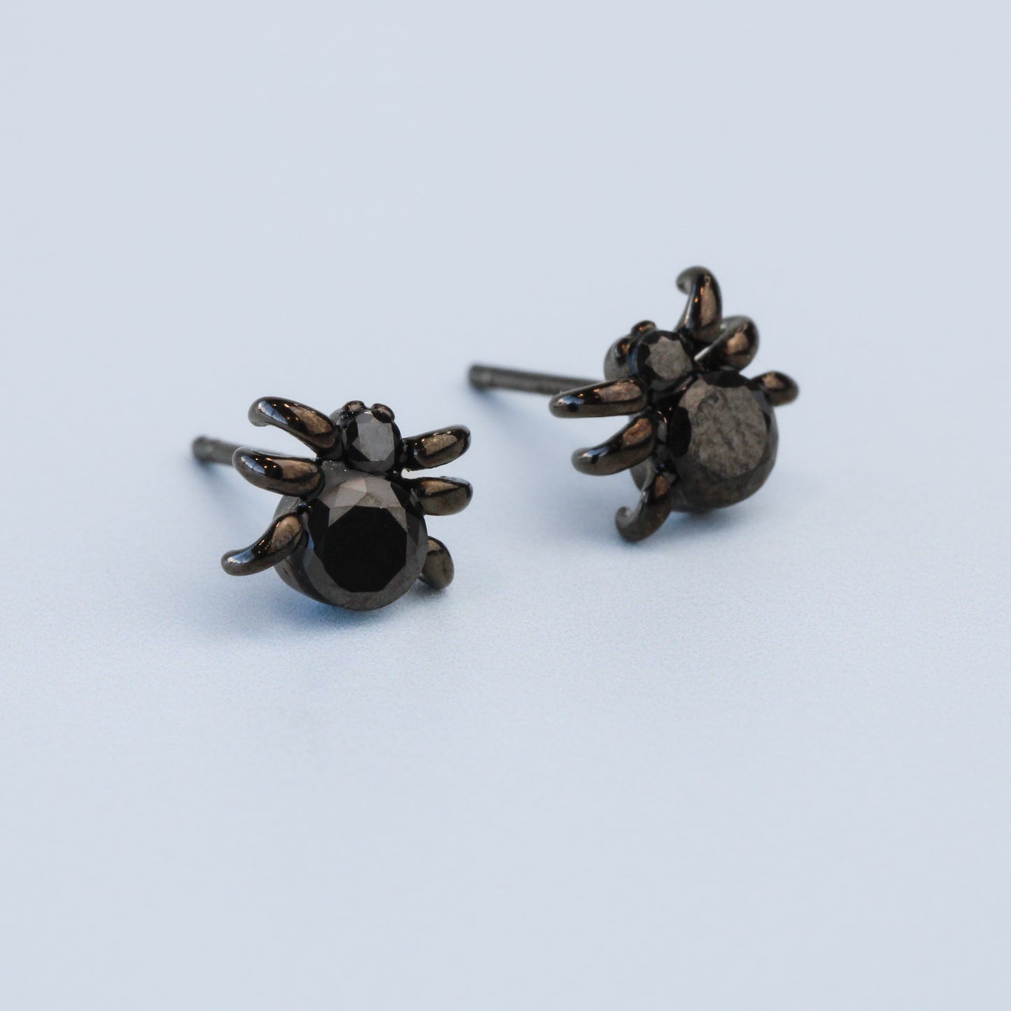 Black Crystal Spider Stud Earrings