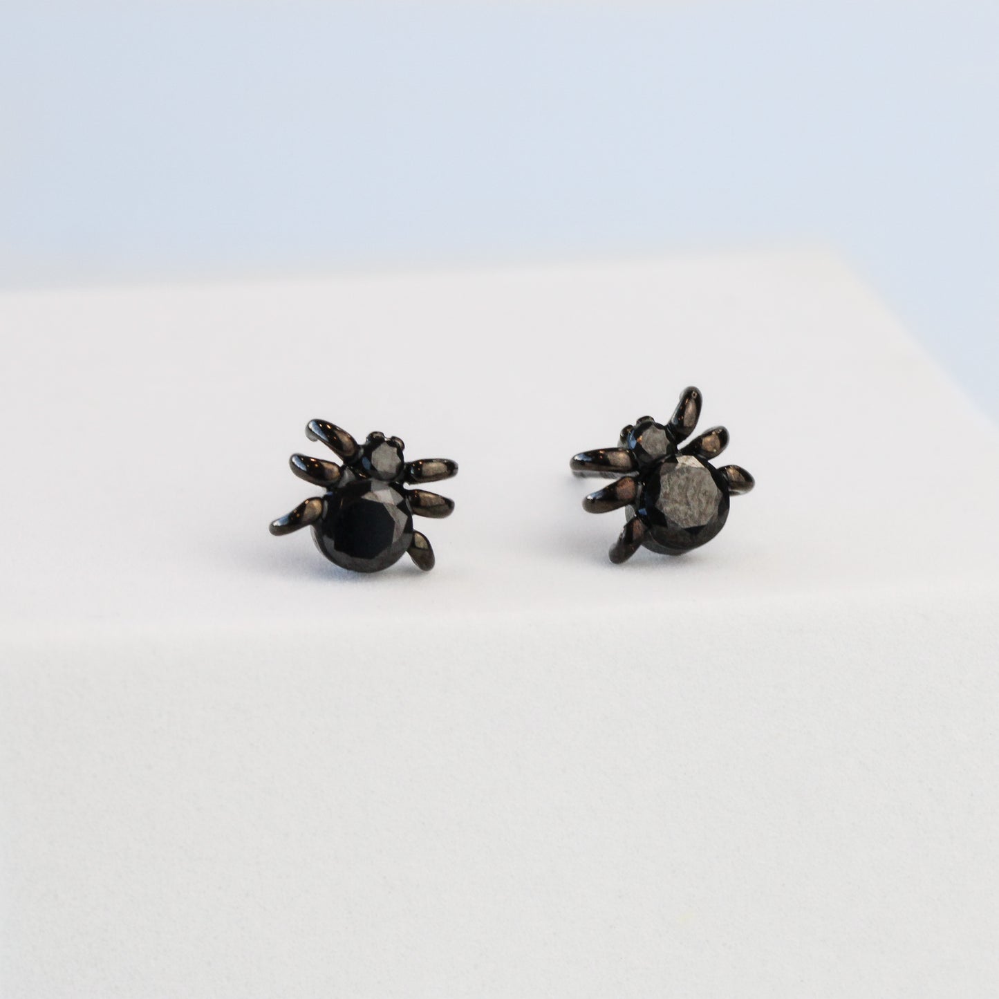 Black Crystal Spider Stud Earrings