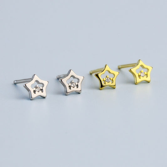 Tiny Sparkly Star Stud Earrings