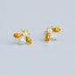 Crystal and Pearl Bee Stud Earrings