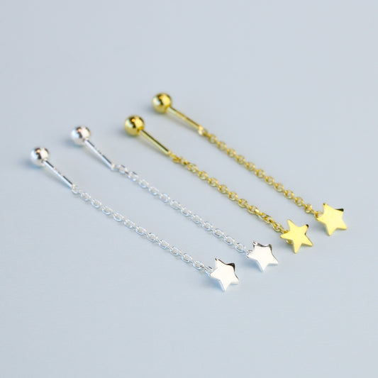Screw Back Star Threader Earrings