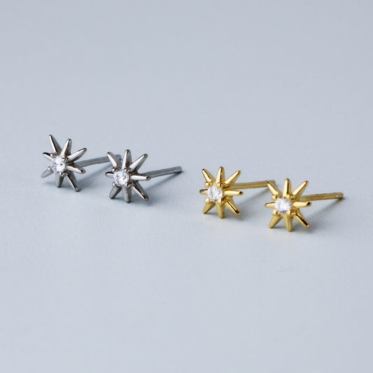 Star Stud Earrings with Tiny Crystal Detail