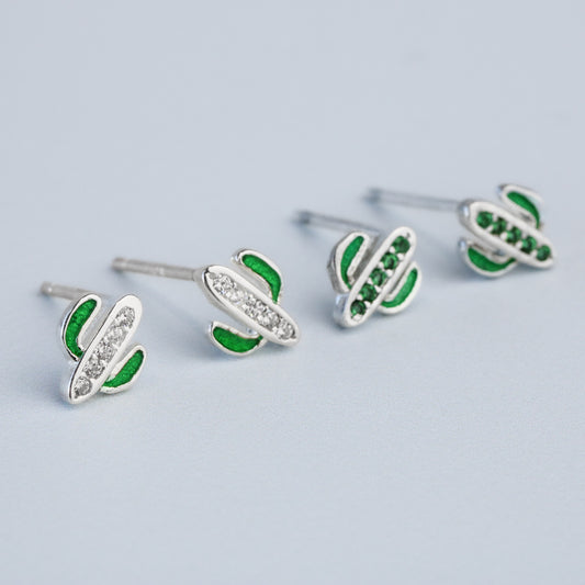 Crystal Cactus Stud Earrings