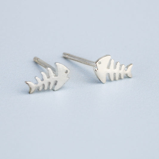 Tiny Fishbone Stud Earrings