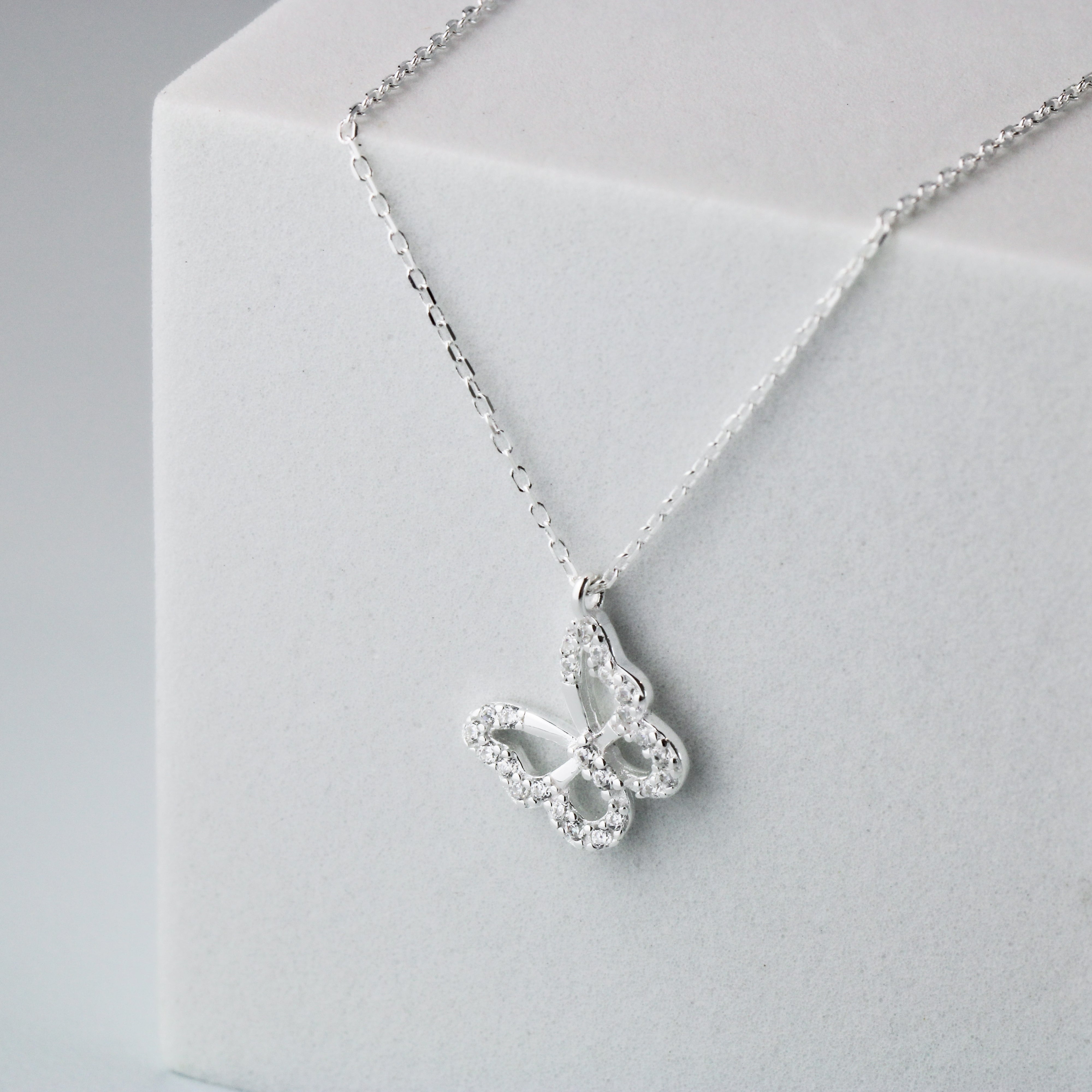 Sterling silver butterfly on sale necklace