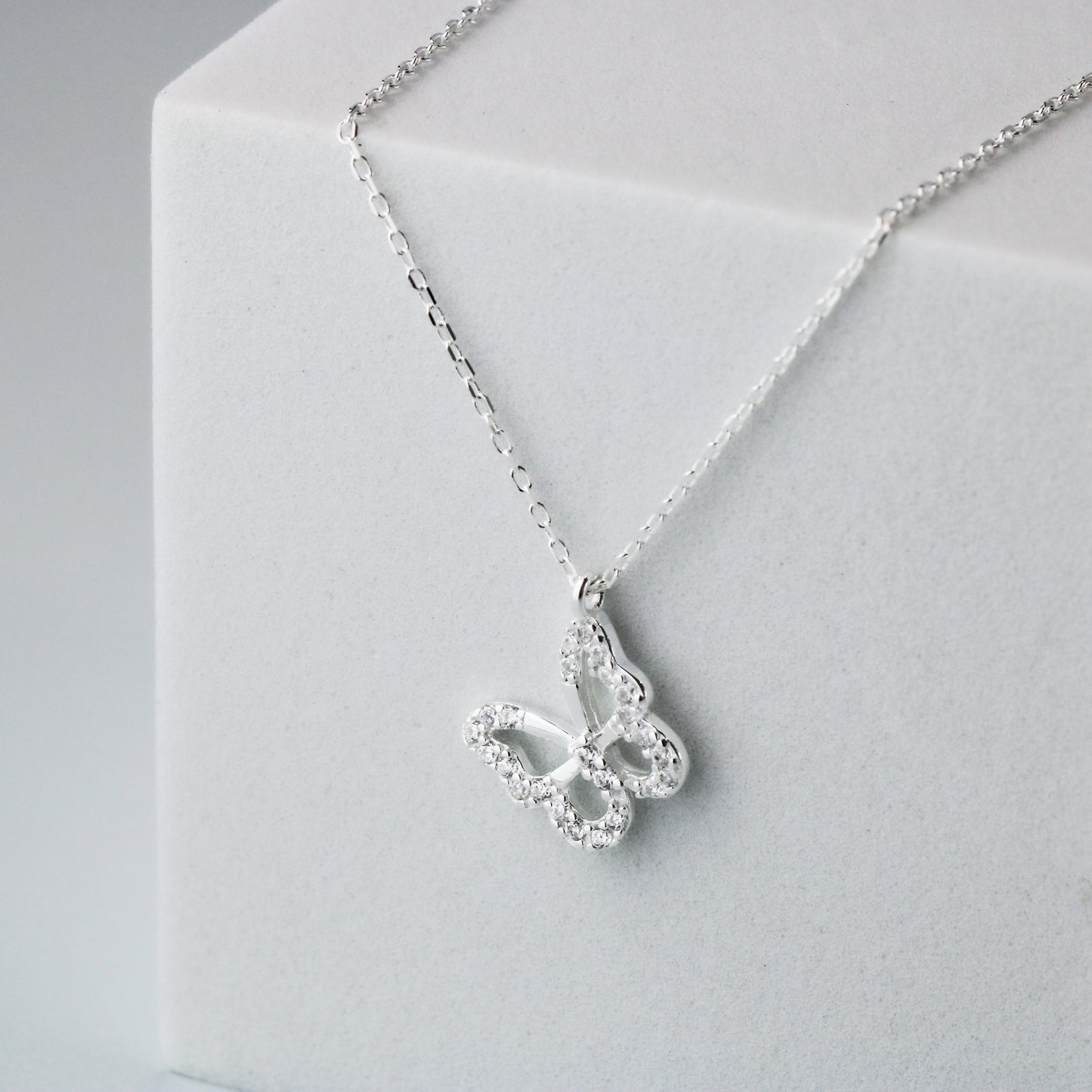 Sparkly Butterfly Pendant Necklace