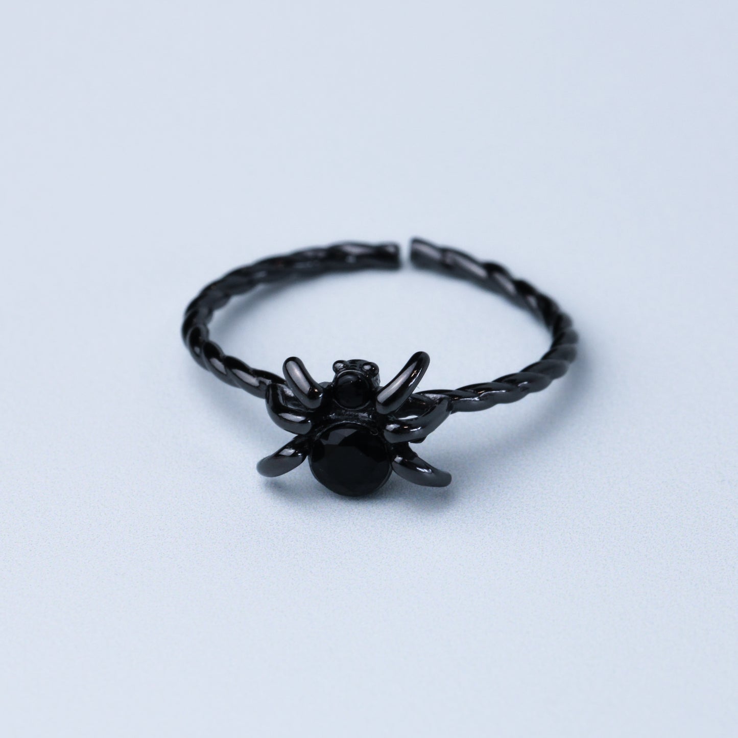 Black Crystal Spider Ring
