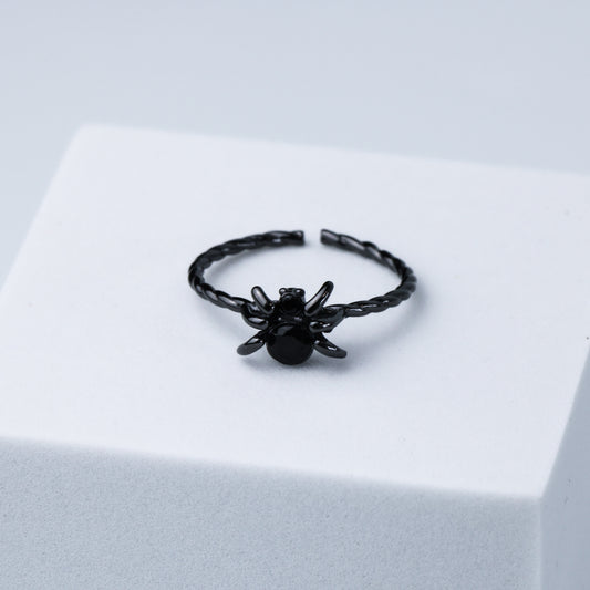 Black Crystal Spider Ring