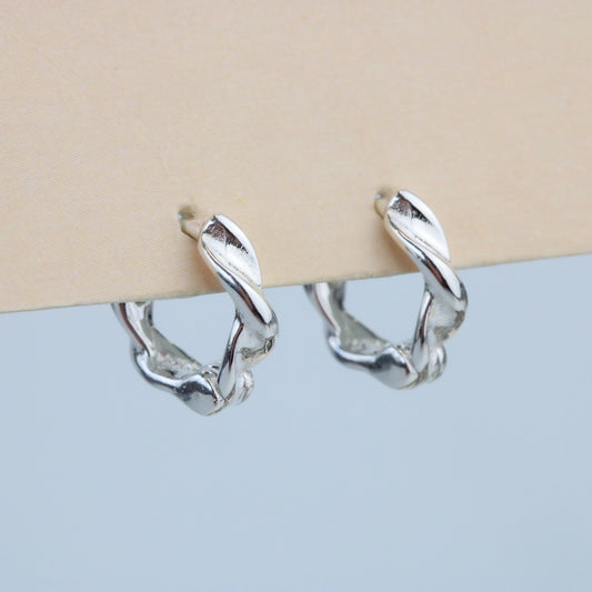 Tiny Twisted Huggie Hoop Earrings