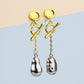 Mixed Metal Abstract Dangle Earrings