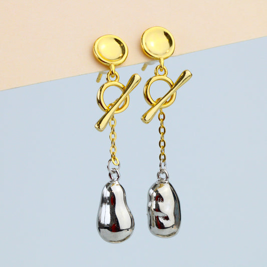 Mixed Metal Abstract Dangle Earrings