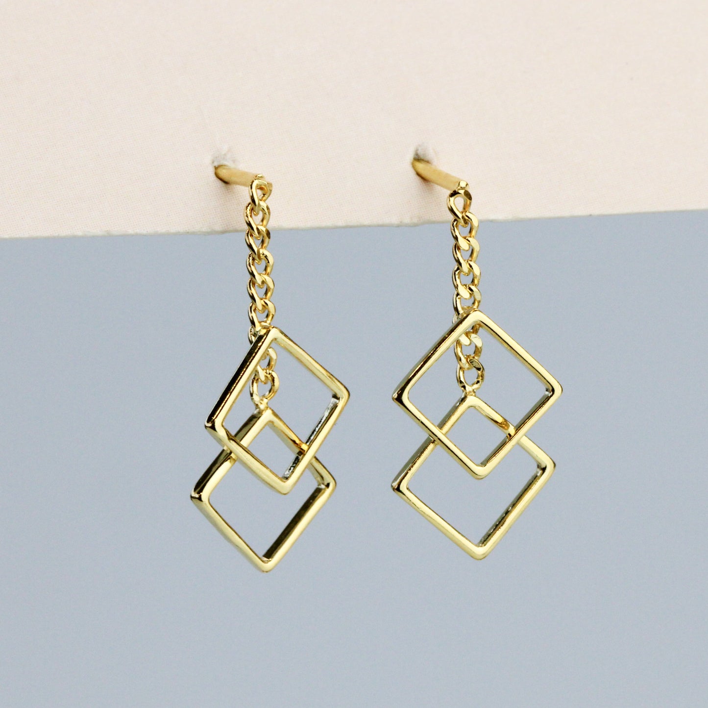 Square Dangle Stud Earrings