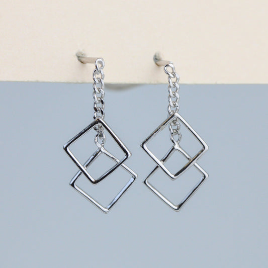 Square Dangle Stud Earrings