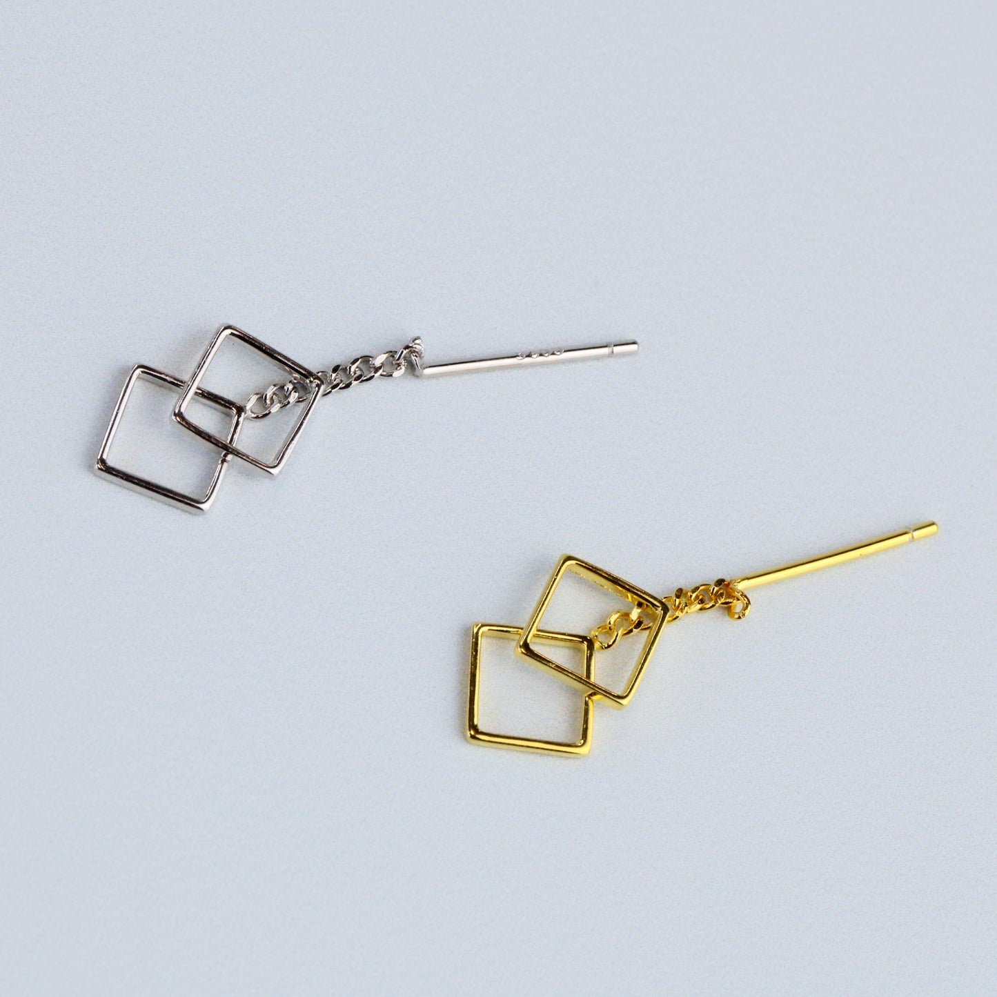 Square Dangle Stud Earrings