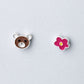 Bear and Flower Stud Earrings