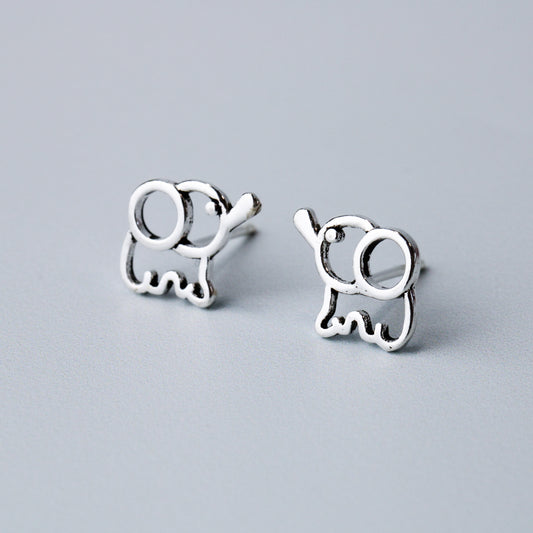 Elephant Outline Stud Earrings