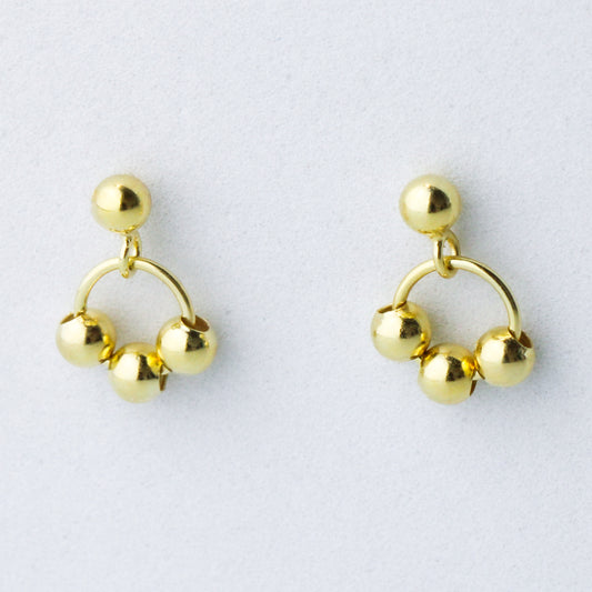 Circle Bead Drop Stud Earrings