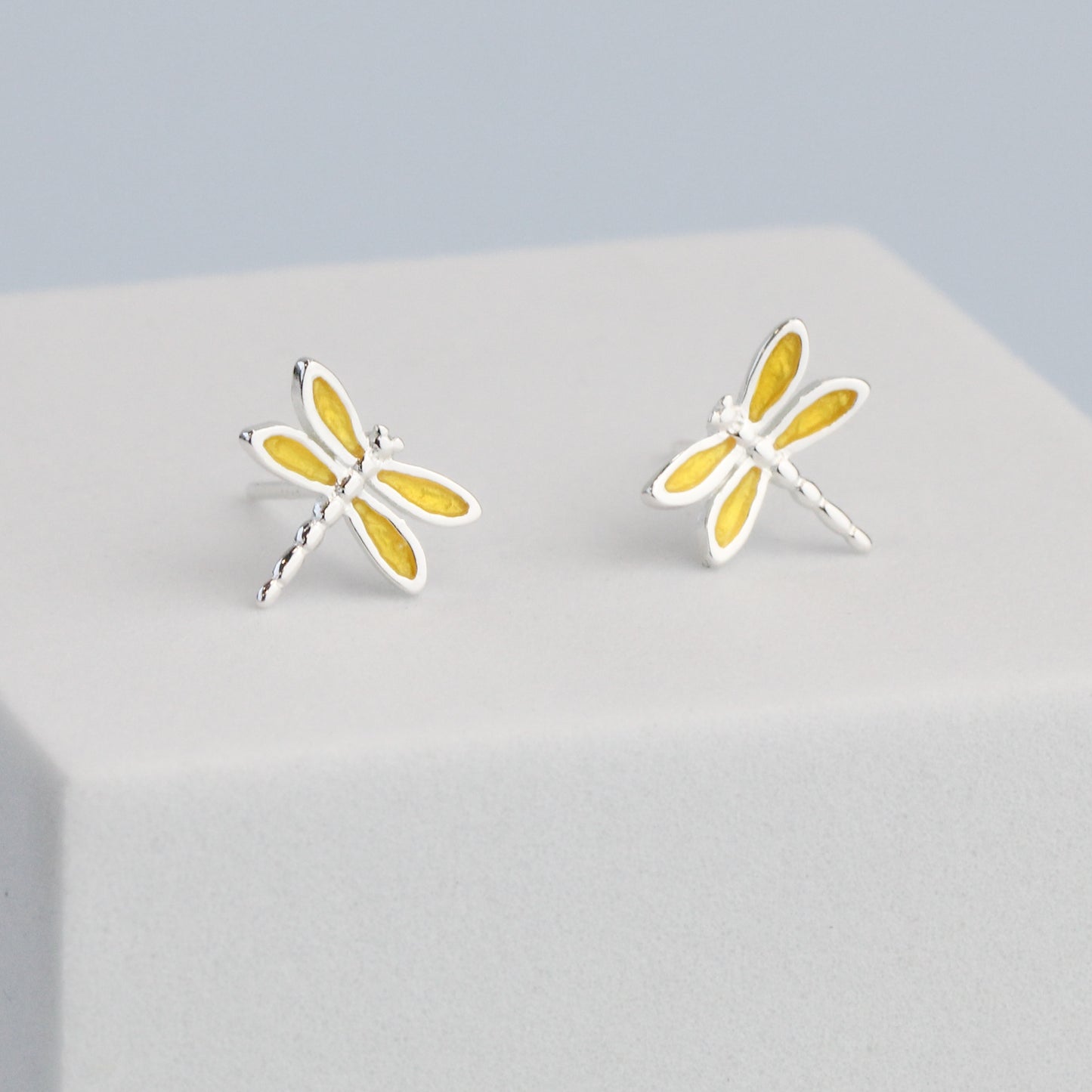 Yellow Dragonfly Stud Earrings