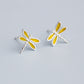 Yellow Dragonfly Stud Earrings