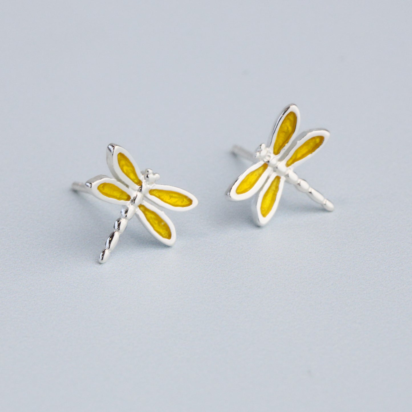 Yellow Dragonfly Stud Earrings
