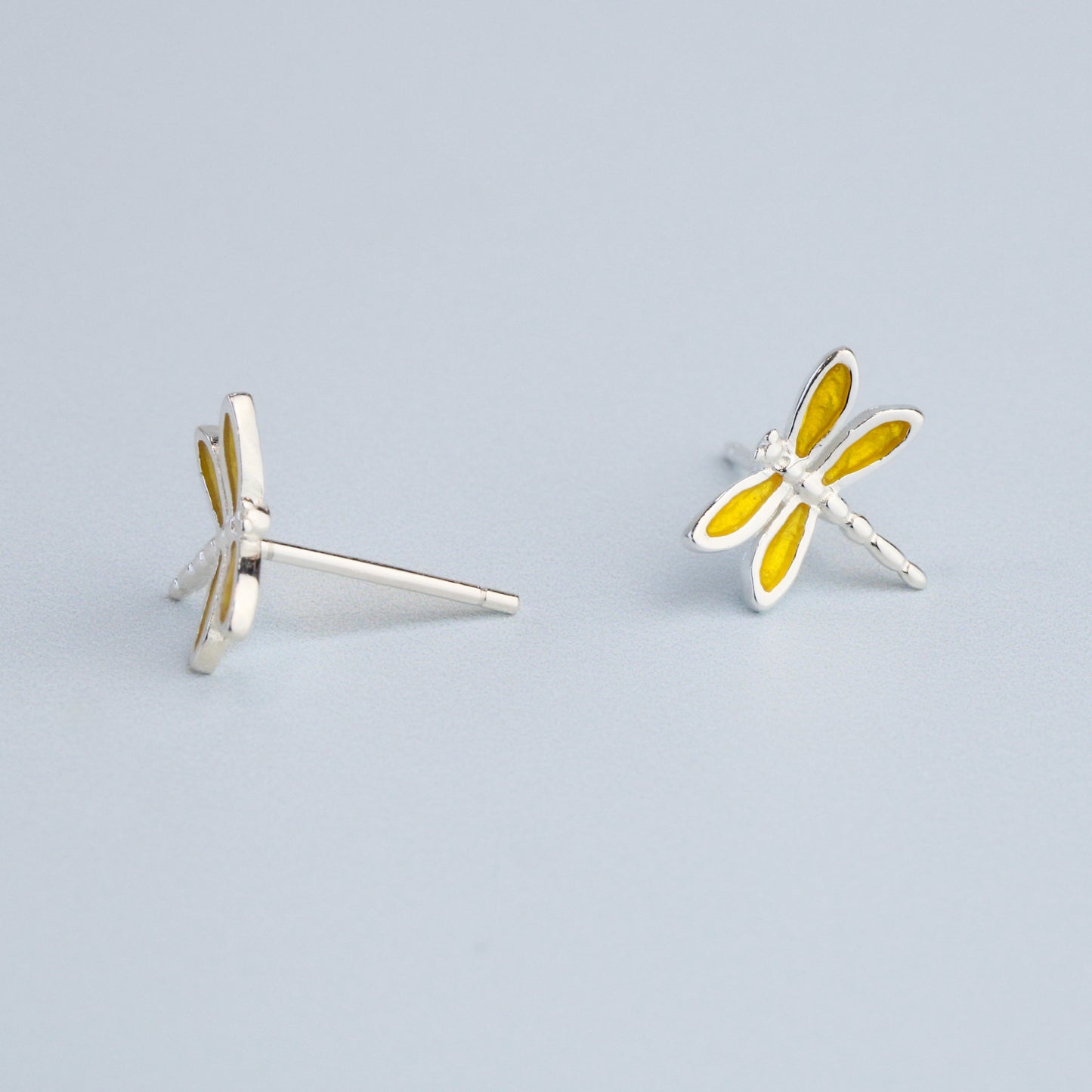 Yellow Dragonfly Stud Earrings