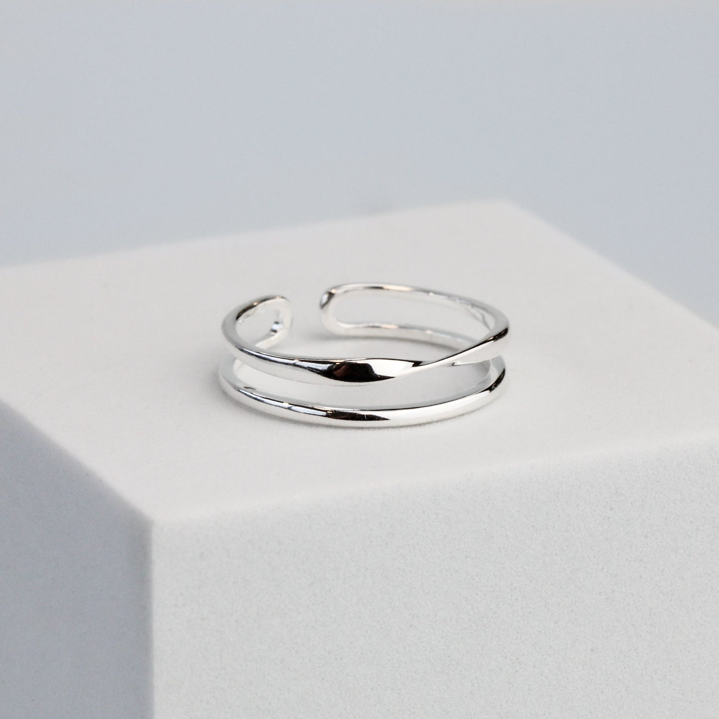 Twisted Double Band Adjustable Ring