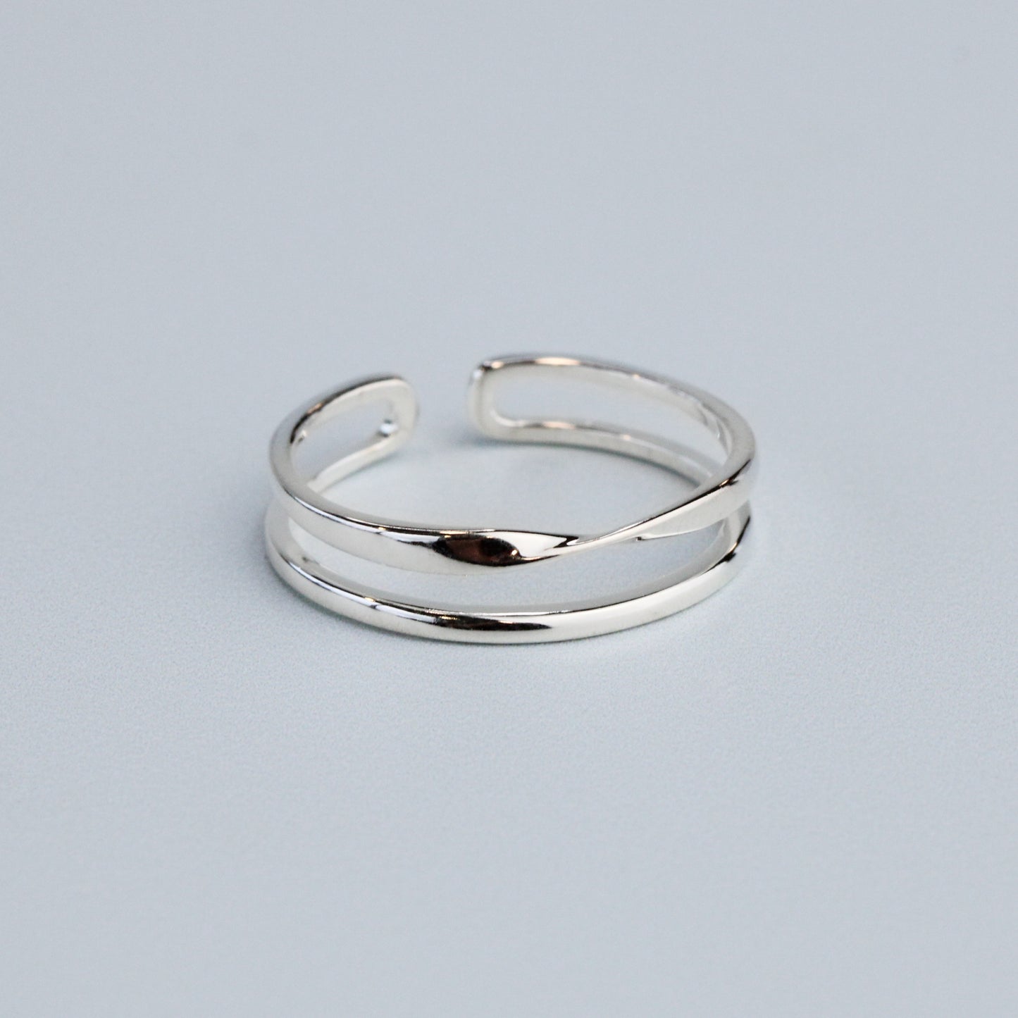 Twisted Double Band Adjustable Ring