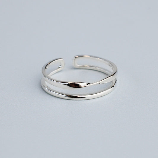 Twisted Double Band Adjustable Ring