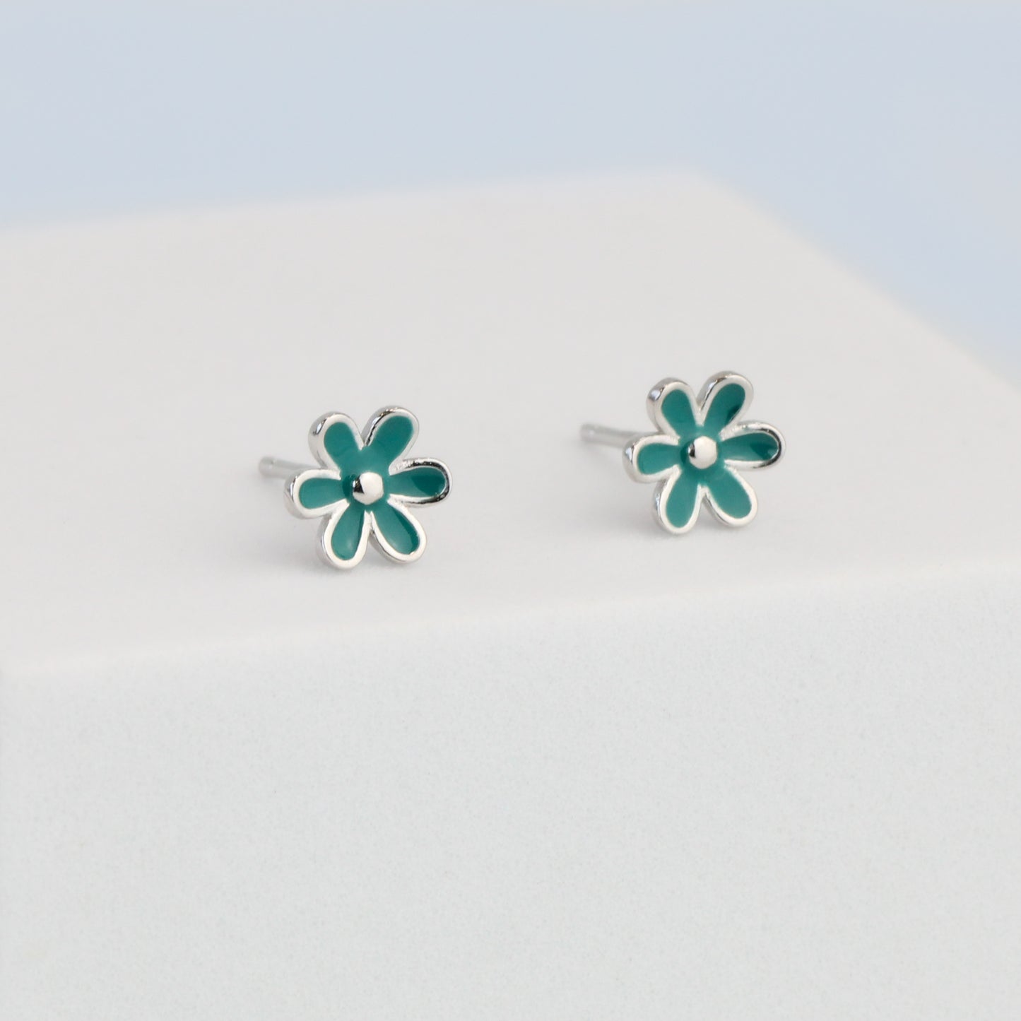 Dainty Blue Flower Stud Earrings